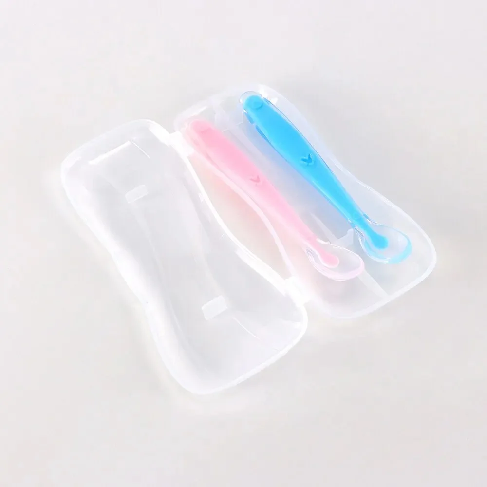 Colher complementar de silicone com cabeça macia para bebê, 2 unidades, produto comestível, pasta de arroz, colher de purê, utensílios de mesa para alimentação de crianças