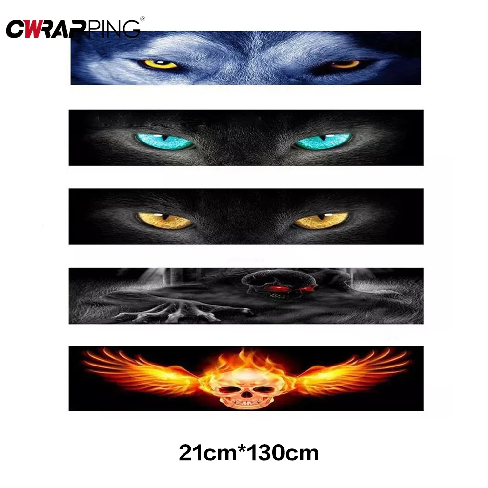 Voorruit Exterieur Auto Sticker Vinyl Voorruit Grappige Zonnescherm Decal Eye Ghost Wolf Patroon Auto Gadgets Accessoires