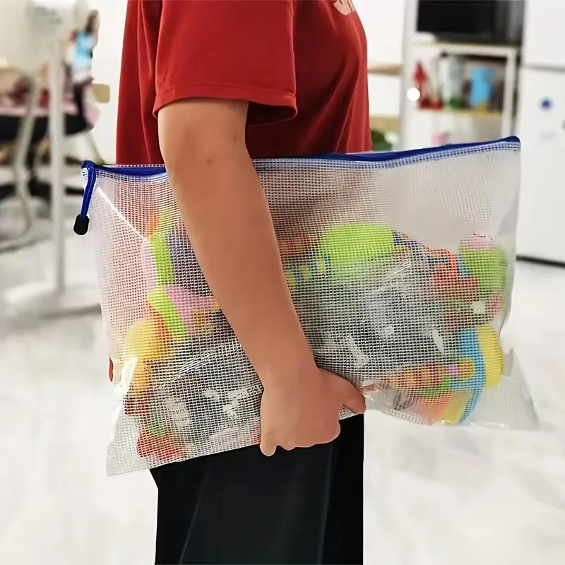 Bolsa de malla con cremallera A3/A4/A5/A6, bolsa para documentos, carpetas de archivos con cremallera impermeables, estuche para lápices, bolsas de almacenamiento, suministros escolares y de oficina, 5/10 Uds.