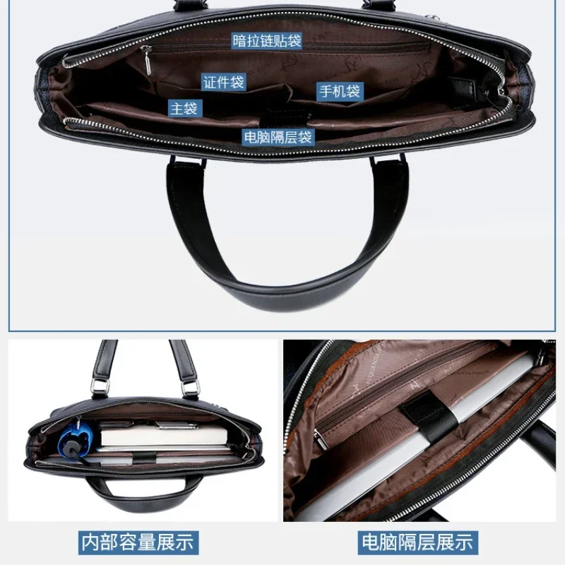 Bolsas masculinas de negócios escritório masculino pasta executiva grande luxo tote bolsa para portátil para homem 2024 ombro mensageiro designer