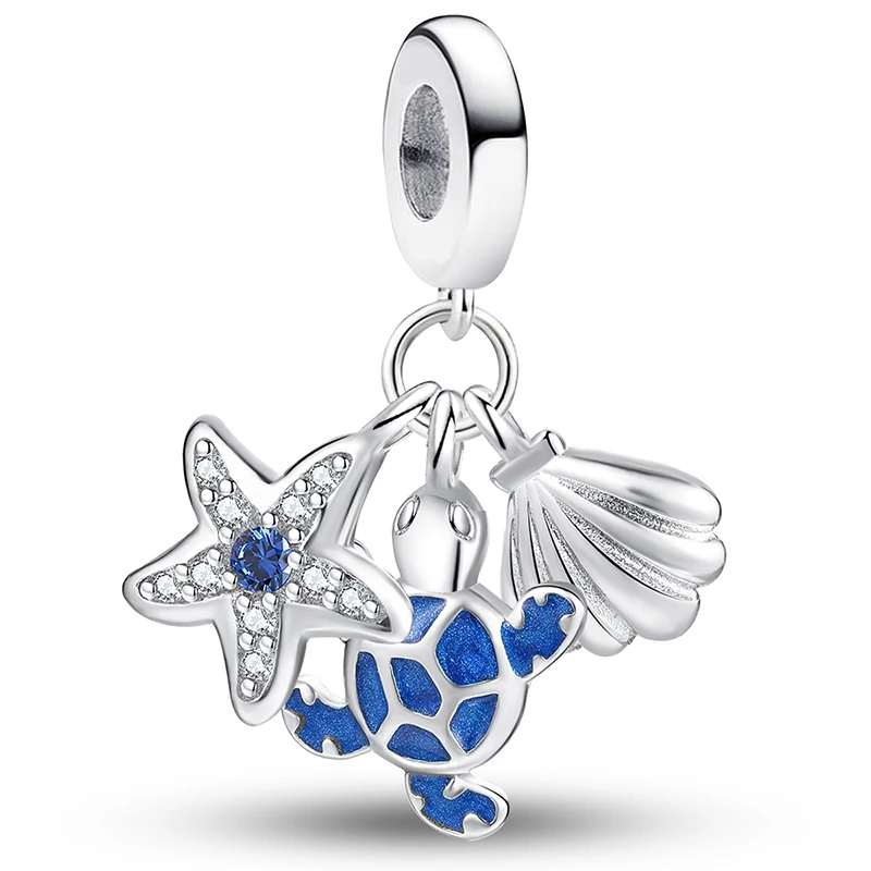 925 เงินสเตอร์ลิงหัวใจรักดอกไม้ Four Leaf Clover เต่า Charms ลูกปัดสําหรับเดิมสร้อยข้อมือ DIY เครื่องประดับ Fine ของขวัญ