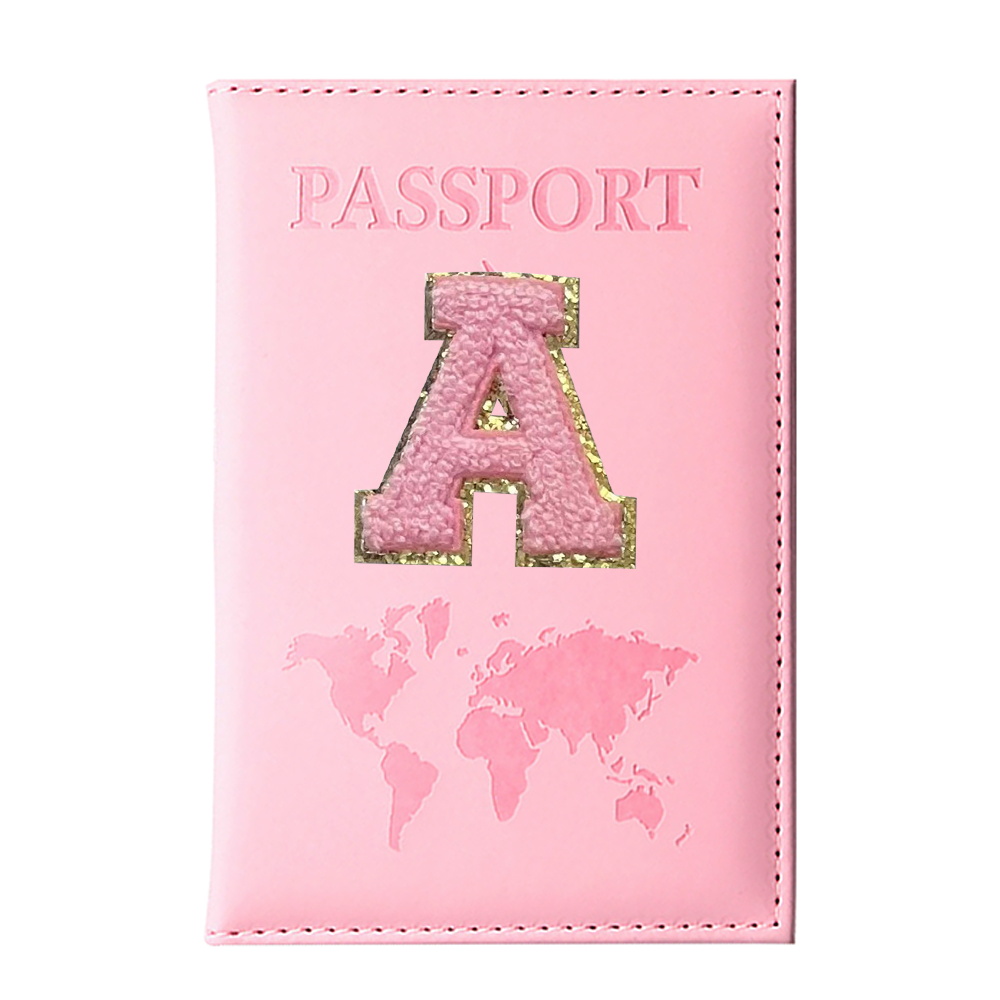 Funda para pasaporte, funda impermeable, billetera para pasaporte, serie de letras rosas, soporte para documentos y tarjetas de crédito comerciales, funda protectora