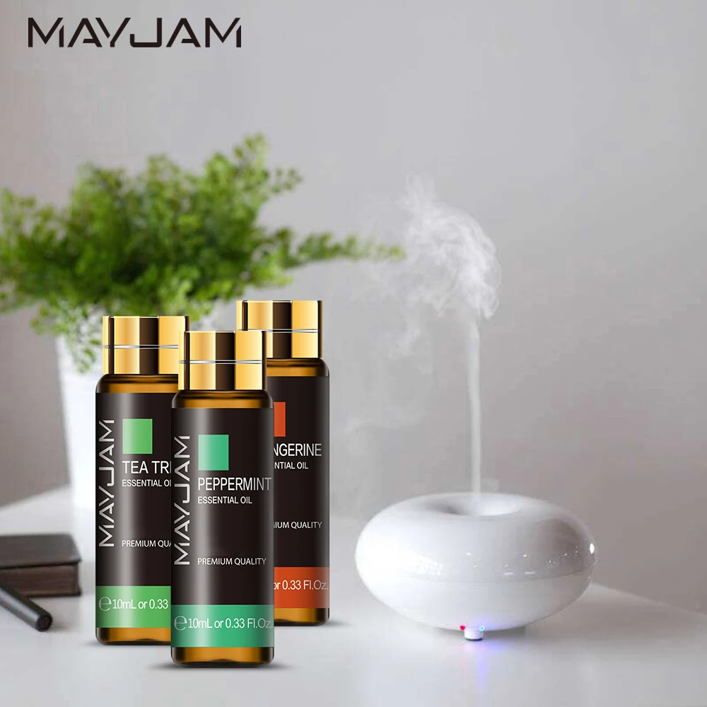 MAYJAM พร้อม Dropper 10ml น้ํามันหอมระเหยสําหรับ Humidifier Diffusers Lavender Eucalyptus วานิลลาไม้จันทน์ Camphor Aromatic Oil ของขวัญ