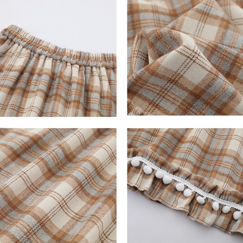 Geruite Rok voor Vrouwen Zoet Schattig Frans Vintage Herfst Winter Preppy Stijl All-match Harajuku Kawaii Rokken Y2k Kleding Chic