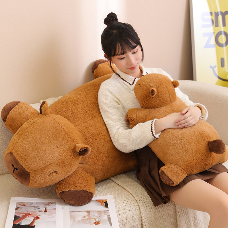 Huge Big Capybara Plush Mat Stuffed Giant Capibara Floor Lazy Sofa Cushion Riding Horse for Kids Birthday DecorativeDecor Toys