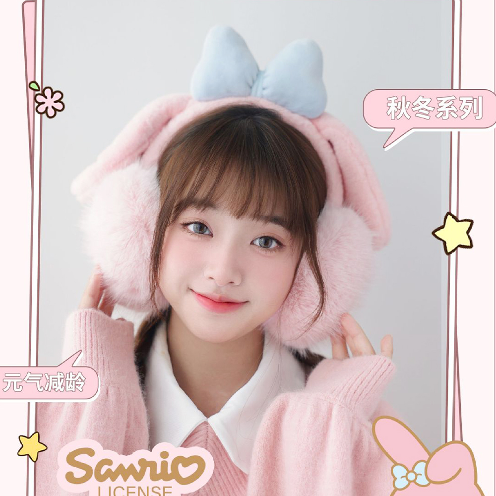 Kawaii Kuromi Cinnamoroll Plüsch-Ohrenschützer Sanrioed Melody Ohrentaschen schlagen warme Ohren im Freien Kälteschutz Mädchen Kinder Festival Geschenk
