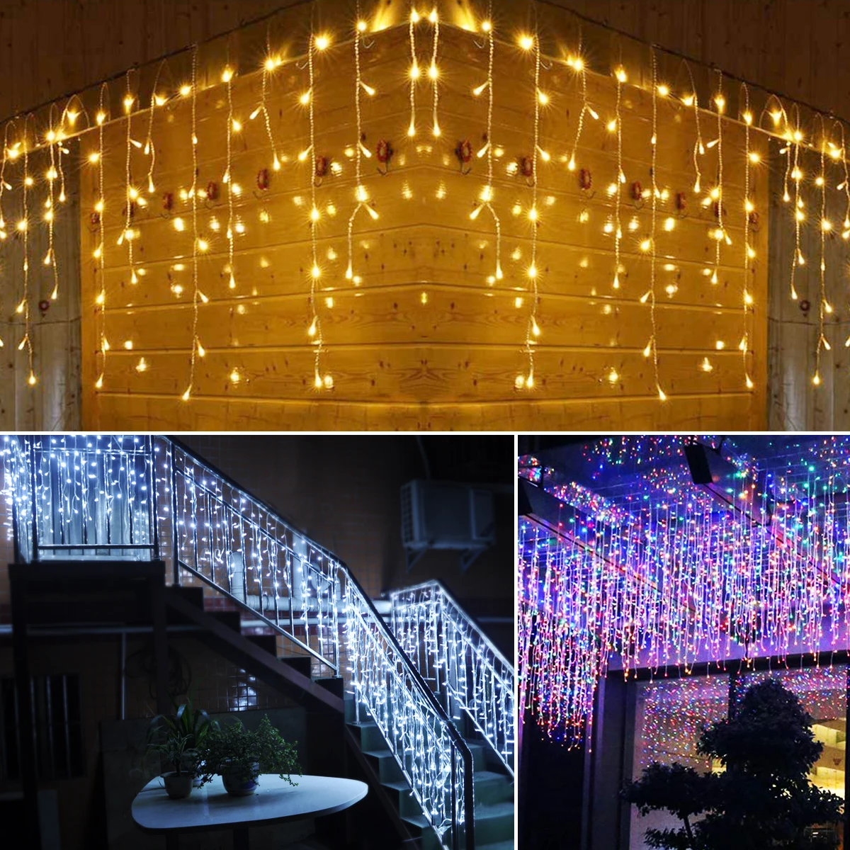 5 メートル LED カーテンつららストリングライトクリスマスガーランドフェイライトドループ 0.4-0.6 メートルクリスマスガーデンストリート屋外装飾照明