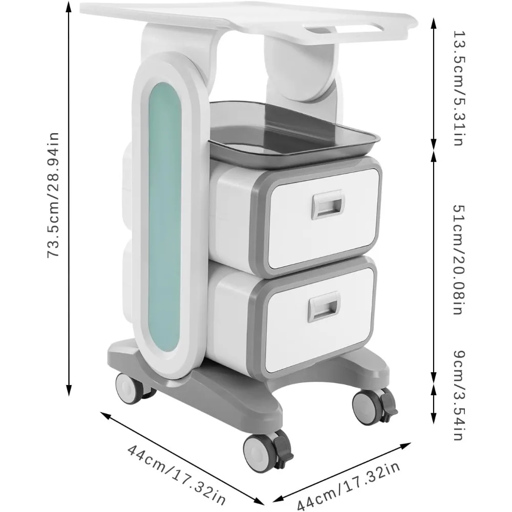 Beauty Trolley Cart, Rolling Lab Cart with Wheels and Drawers, Professional Utility Cart Mobile Salon Storage Trolley, 132 lbs