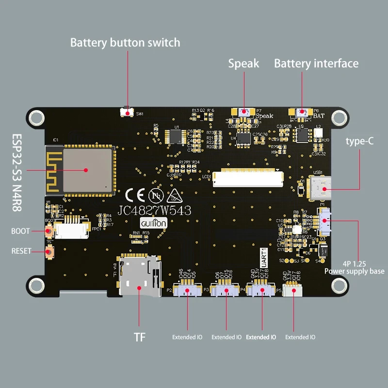 ESP32-S3 8M PSRAM 4M FLASH 4,3 pulgadas IPS táctil capacitivo 480*272 módulo de pantalla LCD con WIFI y Bluetooth