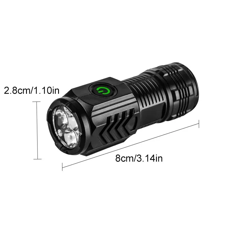 Neue extrem leistungsstarke Taschenlampe 3-Kern-LED-Mini-taktische Taschenlampe USB wiederaufladbare Hochleistungs-LED-Taschenlampe mit Magnet-Handlampe