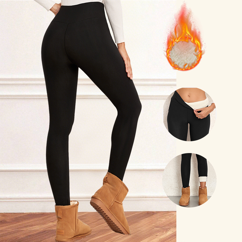 Frauen Samt Leggings mit Taschen Herbst Winter Warme Fleece Strumpfhosen Samt Einfarbig Verhindern Kälte Leggings Stretch Leggings