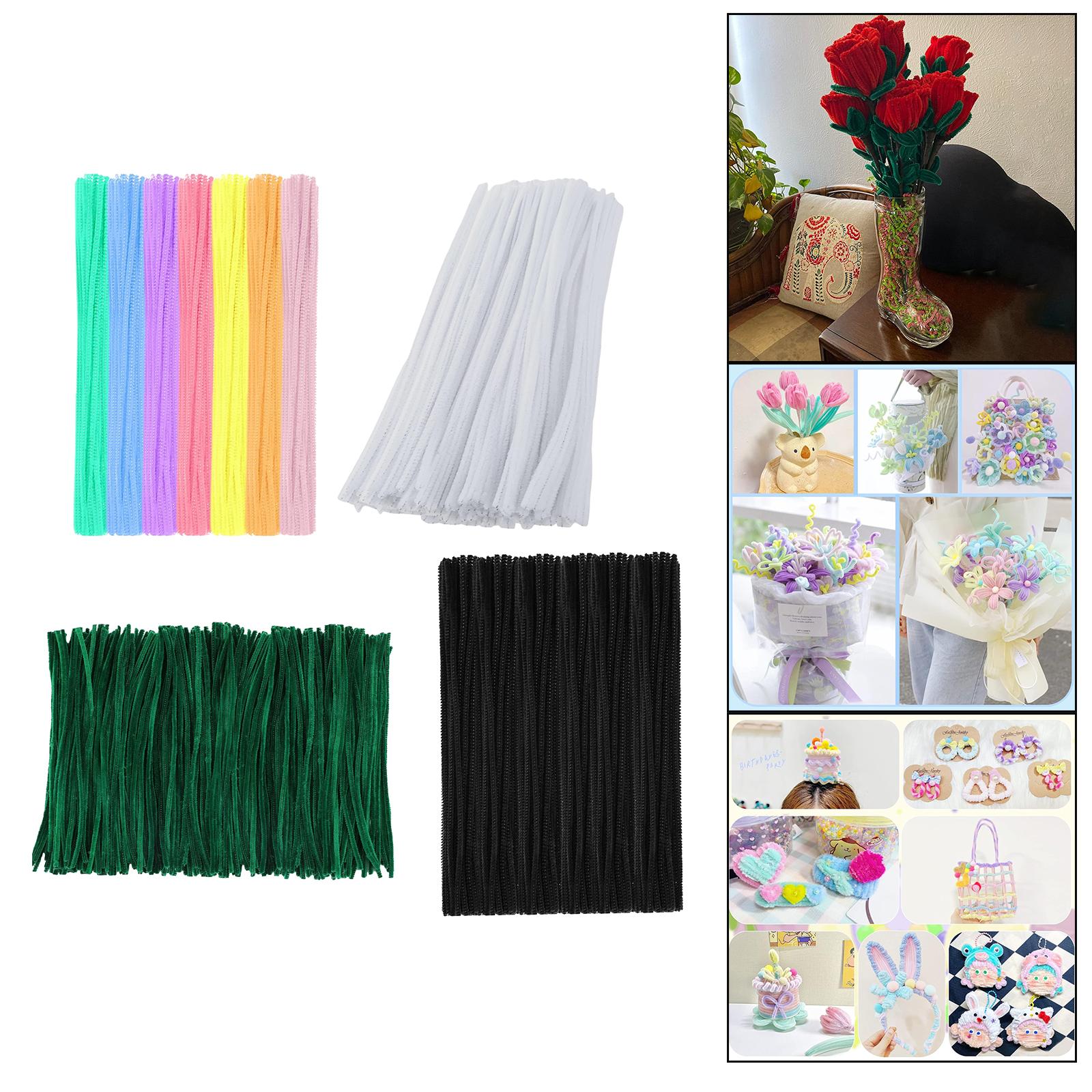 100Pcs Plush Chenille Stems 6mm x 12inch Flexible Pipe Cleaners Kids Educational Toy for Art Projects Decorations DIY Crafts
