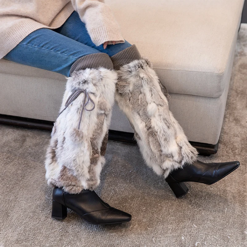 女性のための本物の毛皮のようなレッグウォーマー,jkブーツ,女の子のブーツカバー,原宿,スーパーフットウォーマー,冬,1