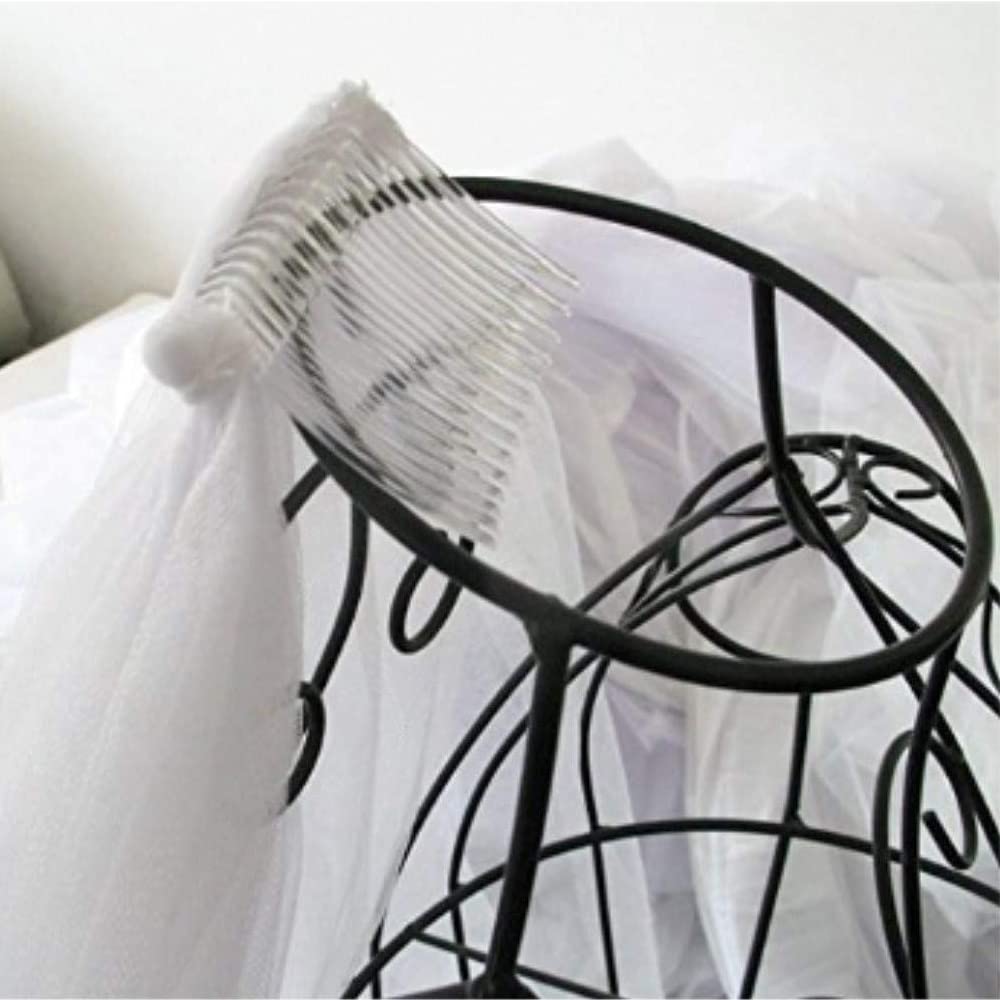 ผ้าคลุมหน้าเจ้าสาวผ้าคลุมหน้างานแต่งงานผู้หญิงสีขาวTulleสั้นVeilริบบิ้นขอบหวีสําหรับเจ้าสาวBachelorette Hen Partyเครื่องแต่งกาย