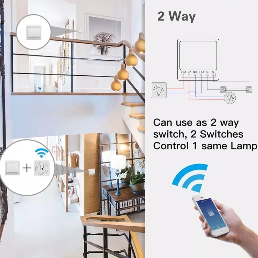 16A 20A Tuya WiFi Smart Switch RF 433Mhz Relais Breaker Modul 2-Wege-Steuerung Smart Life App Remote Funktioniert mit Google Home Alexa