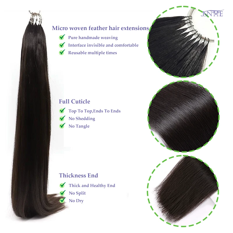 JSNME Micro pluma nuevas extensiones de cabello 100% cabello humano Natural Real comodidad Invisible 14-28 pulgadas negro marrón Rubio 613 colores