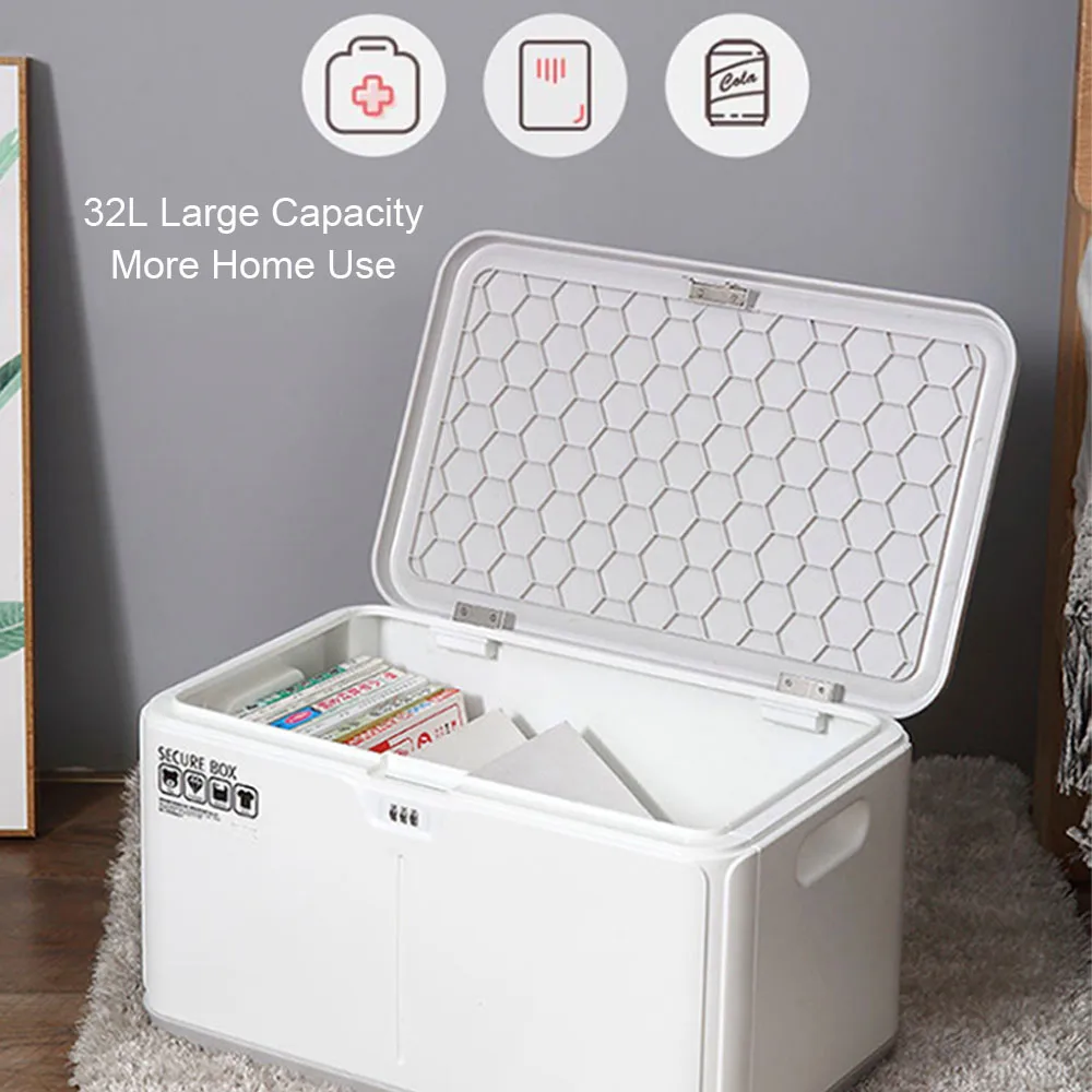 Three Digit Password Lock Safe Box ABS Privacy Security Storage Box Car Household Large Capacity Snack Passport Organizer Case