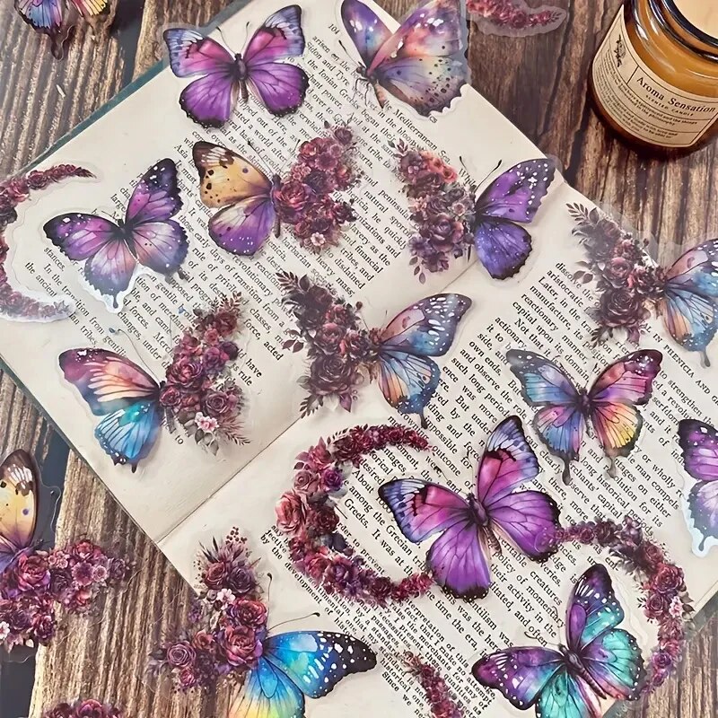 30 ピース/パックヴィンテージ蝶ペットステッカー DIY 装飾ジャンクジャーナルステッカースクラップブックラベル日記アルバムプランナー