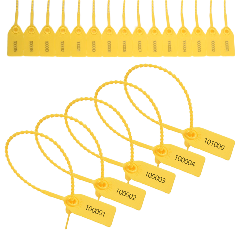 BTLIFE-1000 Pcs Fire Extinguisher Tags Security Tags Seals Safety Numbered Zip Ties Labels (Yellow)