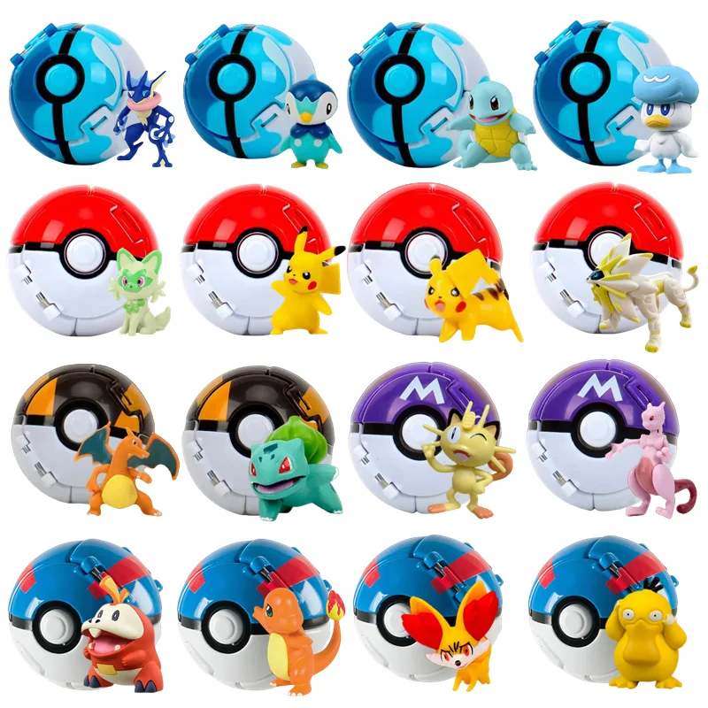 Pokemon figura pokeball anime estatuetas desenhos animados pikachu charizard squirtle bolso monstro animal de estimação anime modelo de ação brinquedo crianças presente