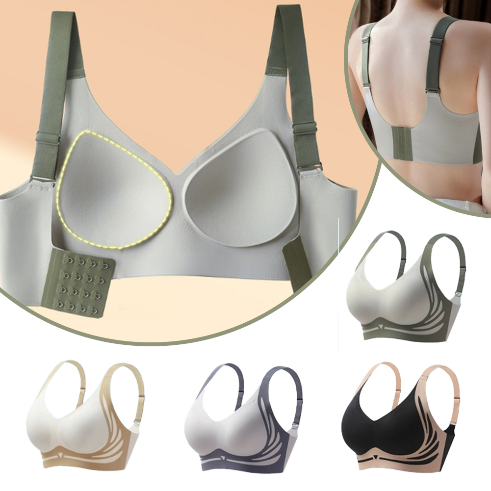 Intimo da donna senza cuciture con scollo a V, senza anello in acciaio, piccolo petto raccolto, reggiseno superiore sottile, confortevole e regolabile, traspirante