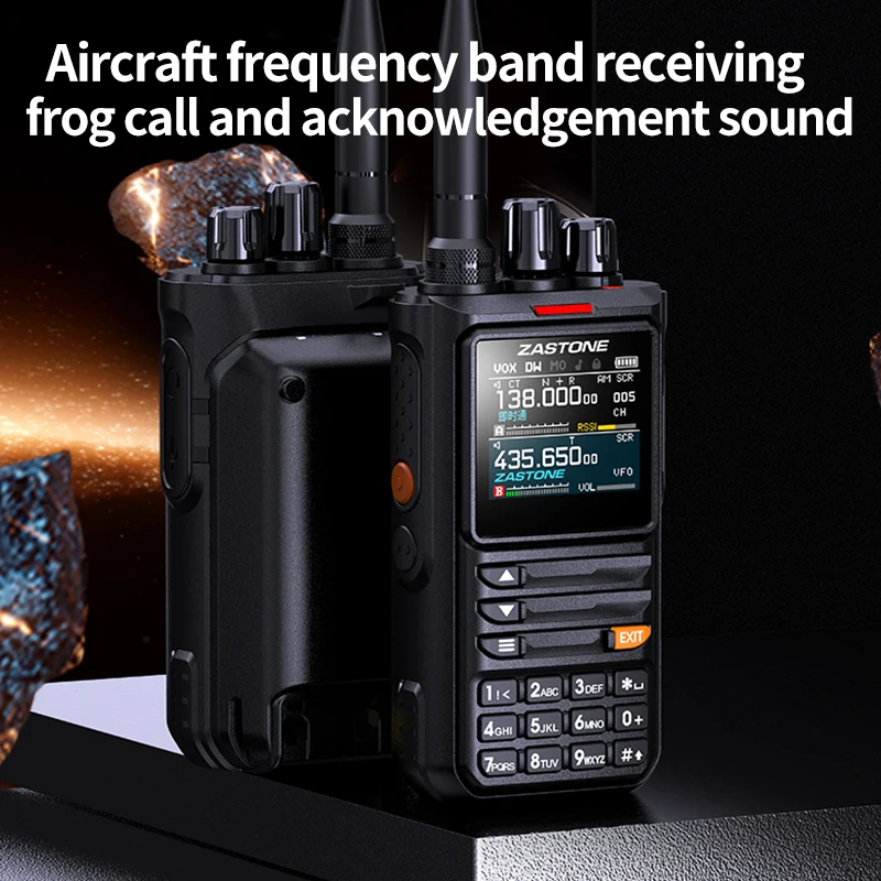 ZASTONE M8 10W Walkie Talkie Ham Amateur 2 Way Radio AM Air Aviation Band High Power Walkie-Talkie APP programming noise
