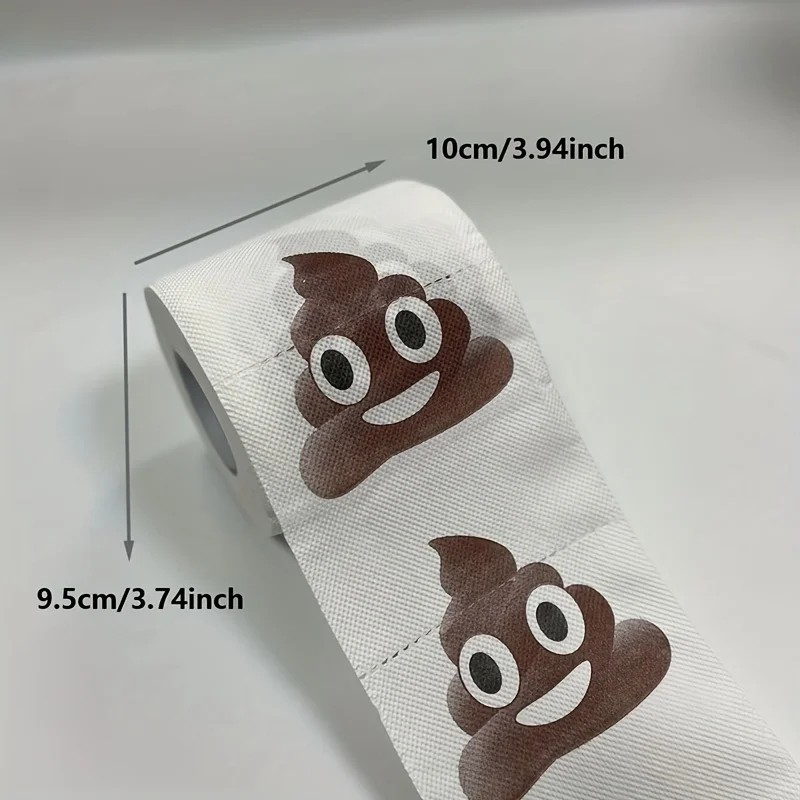 1pc Fun Patterned Toilet Paper Roll, 3-layer Continuous Roll, Carved, Printed, Folded, with Quirky Feces Design, No Bleach