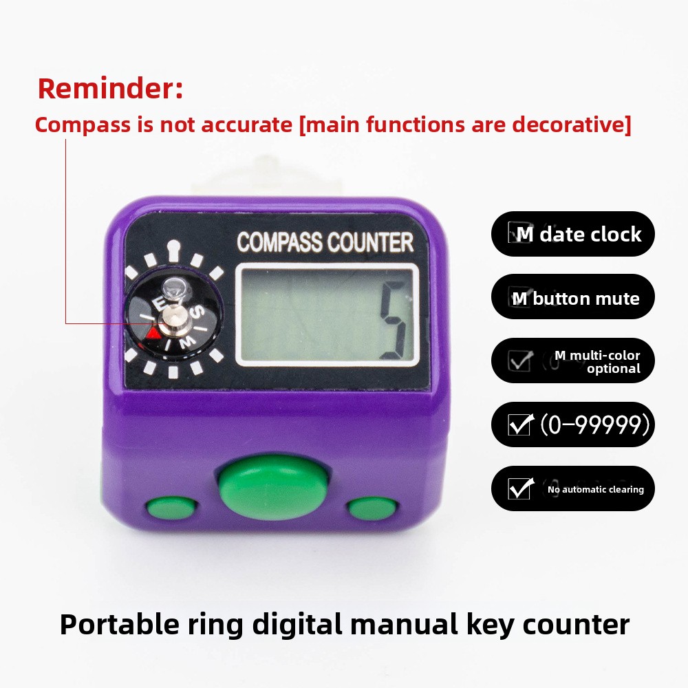 Vingerteller Ringteller Elektronische teller Visuele telknop Mini Handheld Counter Device Tracker Keeper