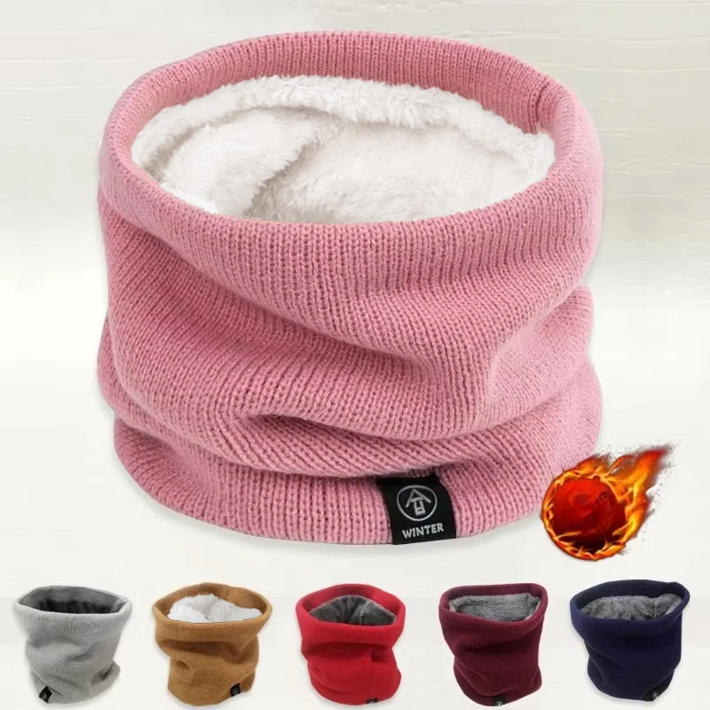 Winter Warm Knitted Neck Scarf for Women Men Plush Full Mask Tutdoor Cashmere Solid Snood Neck Scarves Thick Bufanda Muffler