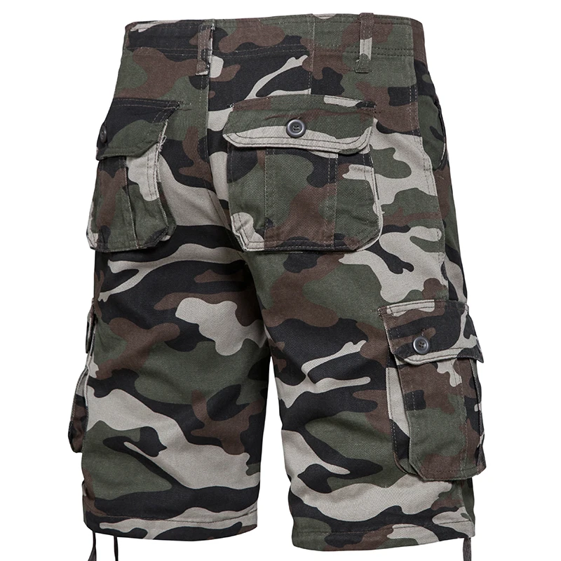 Calções camuflados masculinos verão casual meia calça camuflada esportes ao ar livre calças curtas bolso lateral algodão respirável shorts