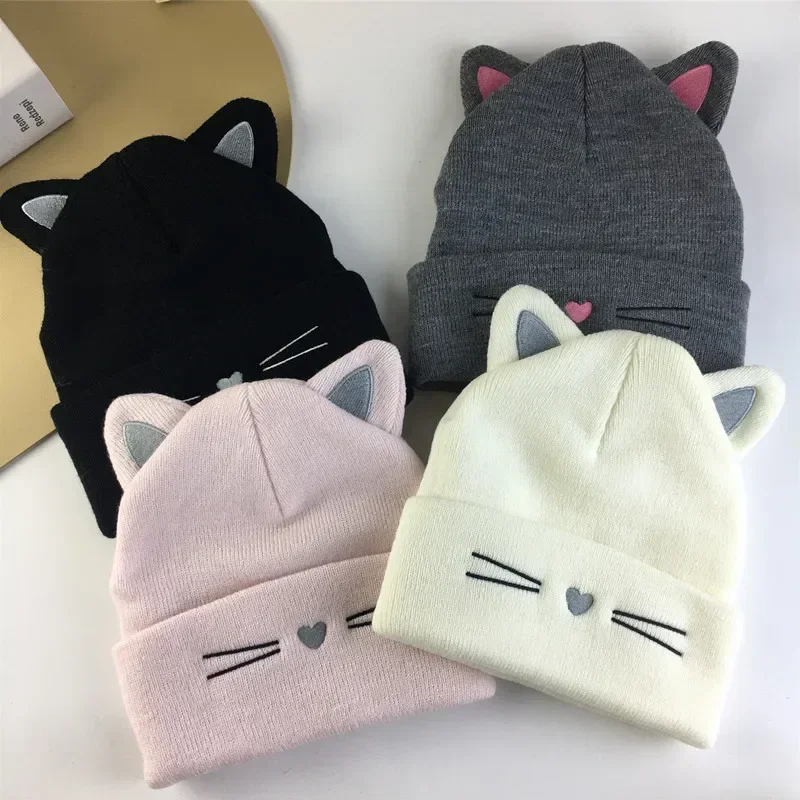 Gorro de otoño e invierno para niños pequeños, gorro de gato con animales encantadores de estilo europeo para niños pequeños y niñas, gorro elástico cálido para bebés de 1 a 5 años