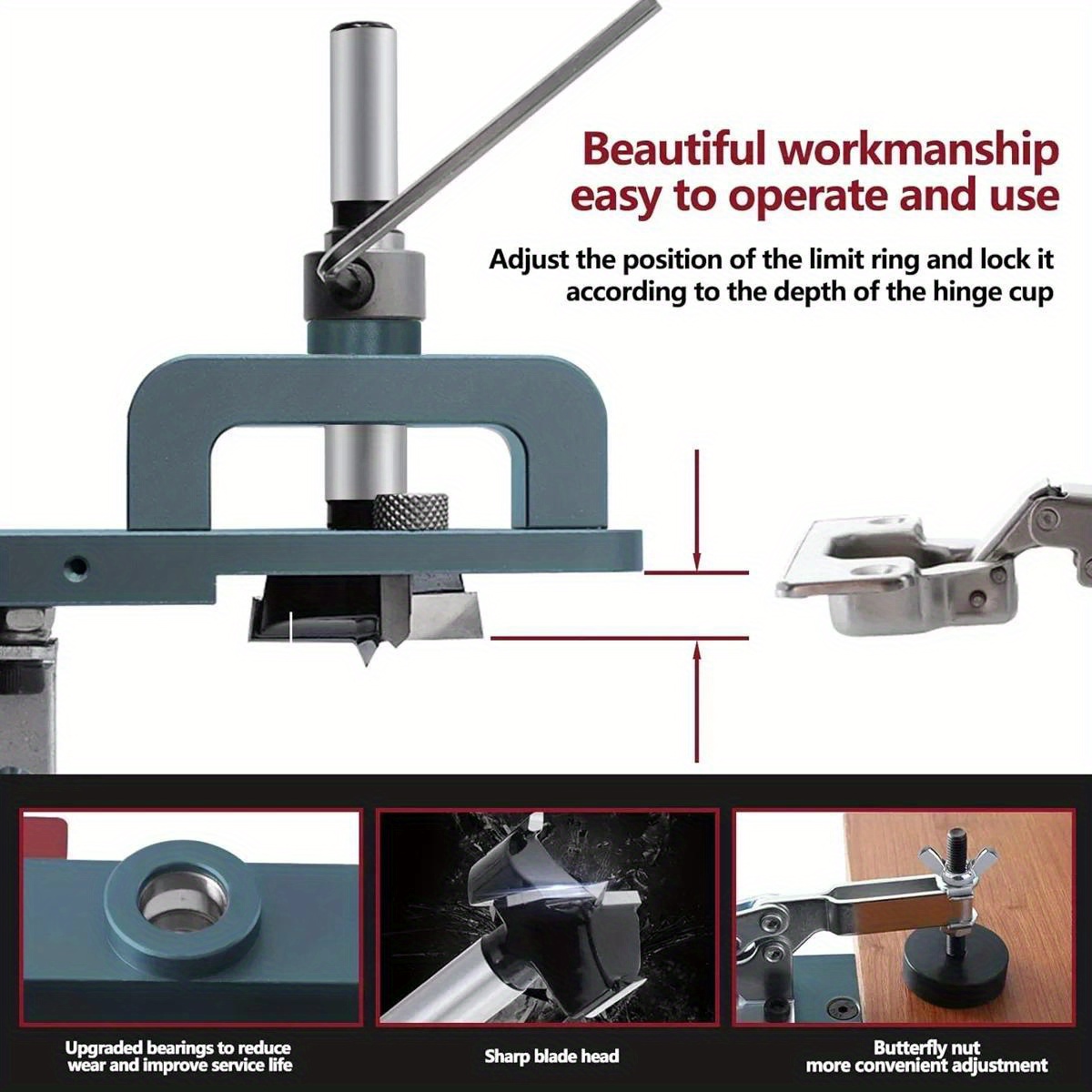Woodworking 35mm Hole Opener Hinge Opener Door Cabinets Hinge Locator Wood Work Hole Drilling Guide Locator