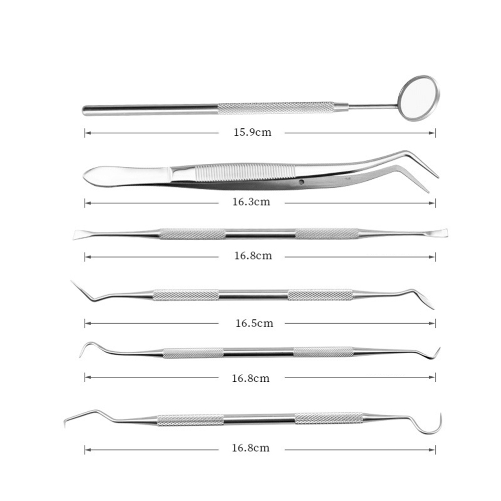 滅菌可能 6 ピース/箱歯科医準備ツールボックスステンレス鋼歯科ミラープローブピンセット歯科ケア実験室機器