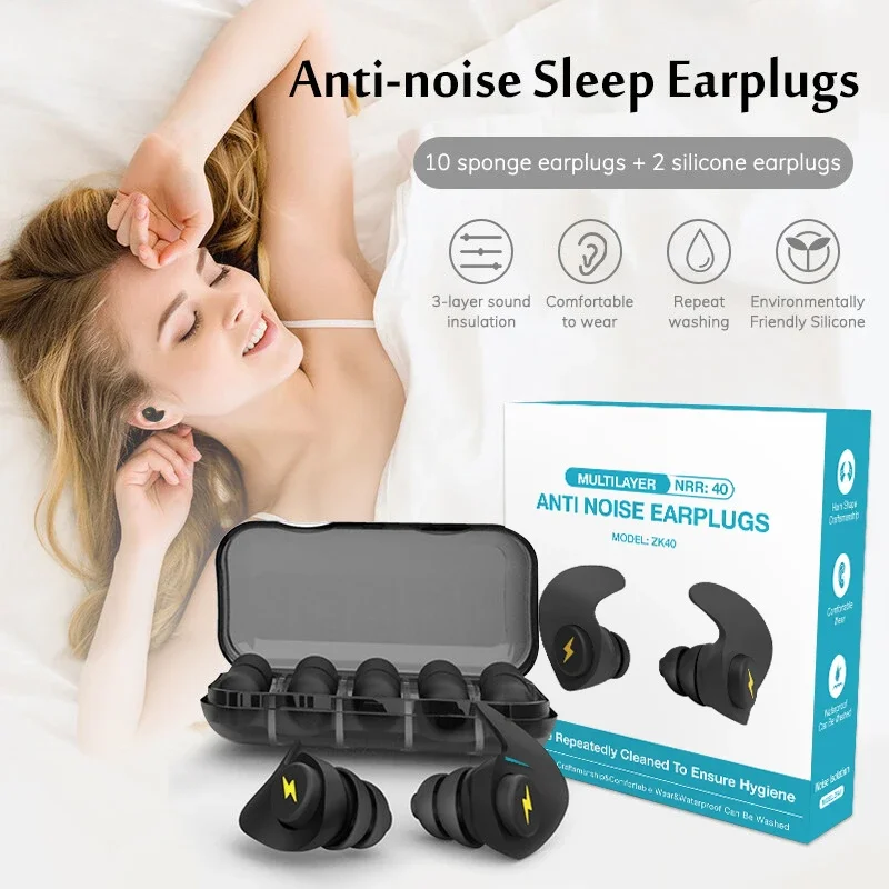 Clearance_6Pcs Three Layer Anti Noise Silicone Earplugs Anti-Noise Ear Plugs For Sleeping Soft Comfort Sleeping Ear Protector_Co