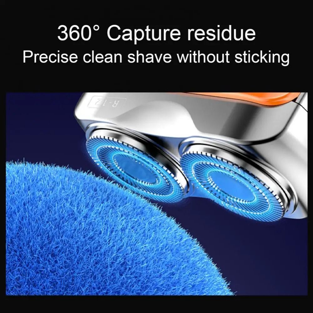 Compact Mini Men's Electric Shaver Magnetic Double Head Portable Rotary Razor Waterproof 9000 Revolutions Beard Trimmer Dad