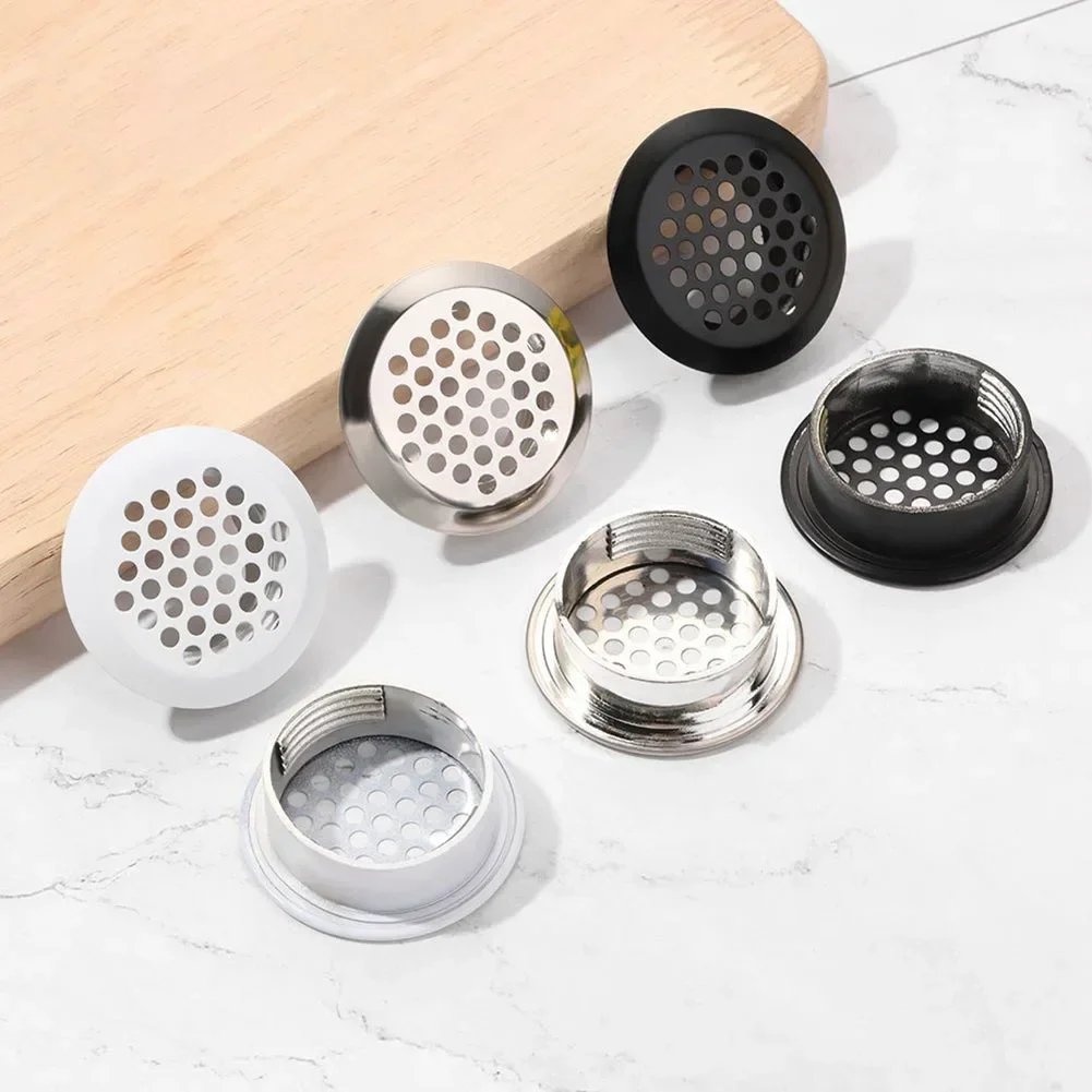 2 Stück Edelstahl-Entlüftungsgitter, runde Lüftungsgitter, Kleiderschrank, Schrank, Lüftungsschlitze, Möbelbeschläge, Lüftungsstopfen