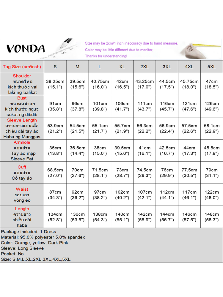 Vonda-ボヘミアンフレア長袖マキシドレス,カジュアルドレス,ルーズプリント,ラウンドネック,フリル,ラージサイズ