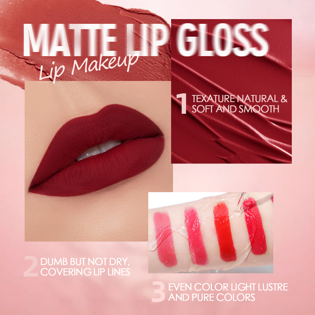 QIBEST-brillo de labios mate de terciopelo para mujer, lápiz labial líquido, belleza, rojo, desnudo, resistente al agua, maquillaje de manchas de labios de larga duración