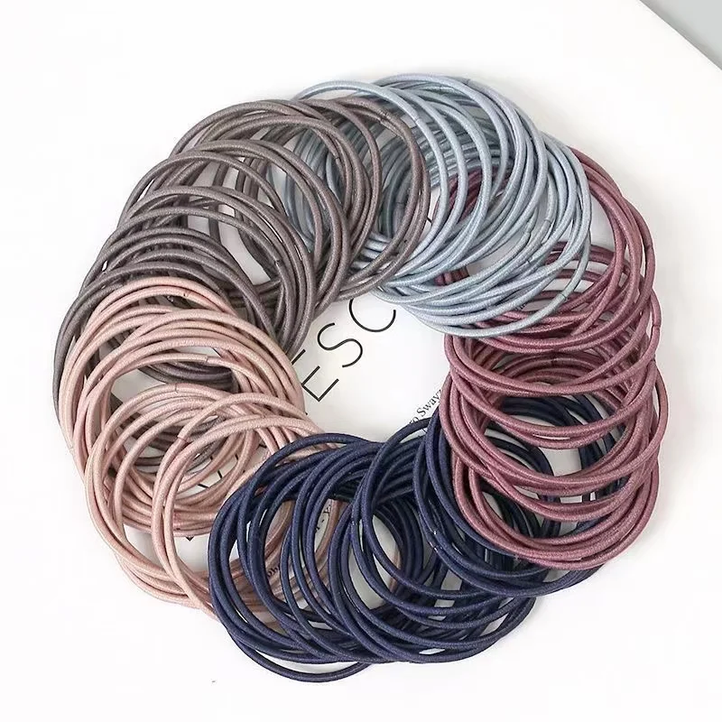 100 stks/set Vrouwen 3.5 CM Basic Nylon Elastische Haarbanden Paardenstaart Haar Chouchou Elastiekjes Hoofdband Haaraccessoires Hoofddeksels
