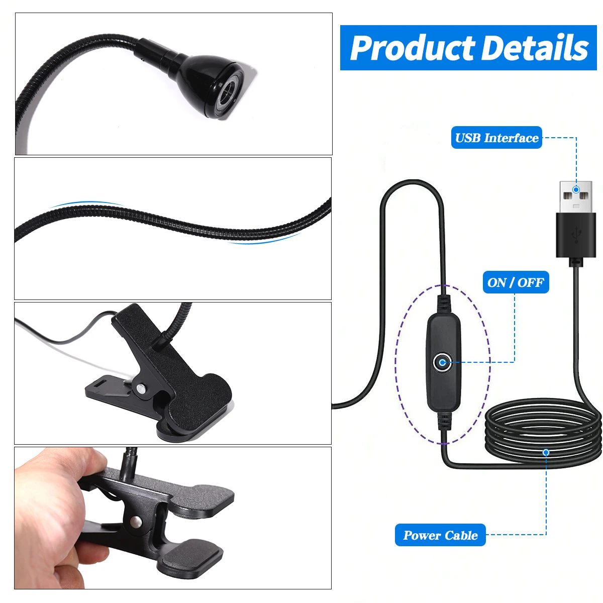 LULAA LED โคมไฟเล็บ 3W เครื่องเป่าเล็บ Gooseneck CLAMP ปรับแบบพกพา UV Light สําหรับเล็บ Curing Light สําหรับ Salon เล็บ DIY