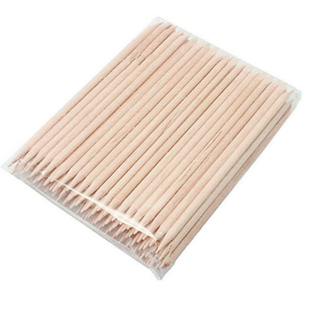 100/500Pcs Orange Wood Sticks for Nails BULK Double Sided Cuticle Pusher Remover Nail Art Manicure Pedicure Tool for Manicure Pe