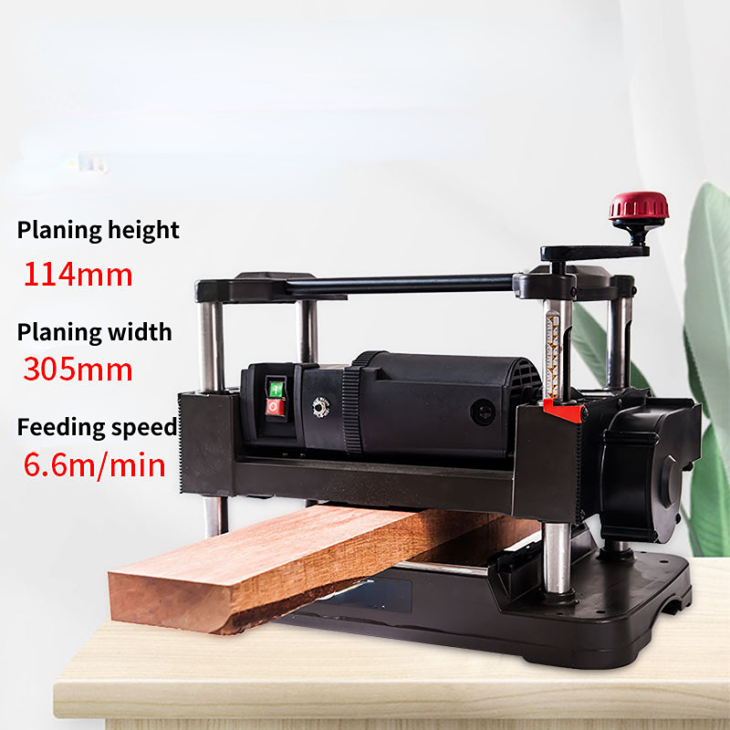 Espessura para carpintaria de 12 polegadas, 305mm, ferramentas de aplainamento de mesa, plaina pequena de espessura de madeira com cabeça de corte em espiral