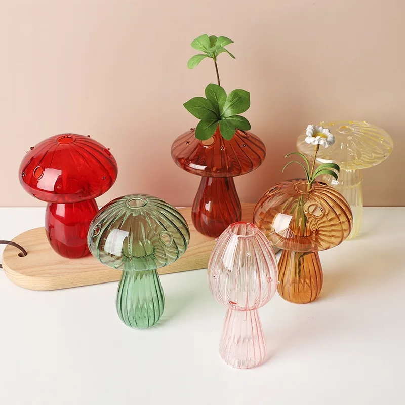 Florero de cristal de seta de Color gelatina transparente, botella de aromaterapia, florero pequeño para el hogar, maceta de flores hidropónicas, decoración de mesa Simple