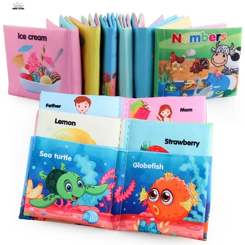 1PC Baby Cloth Book Kids Infant Early Learning Educational Animal Tails Fabric Books Develop Cognize Reading Puzzle Book Toys