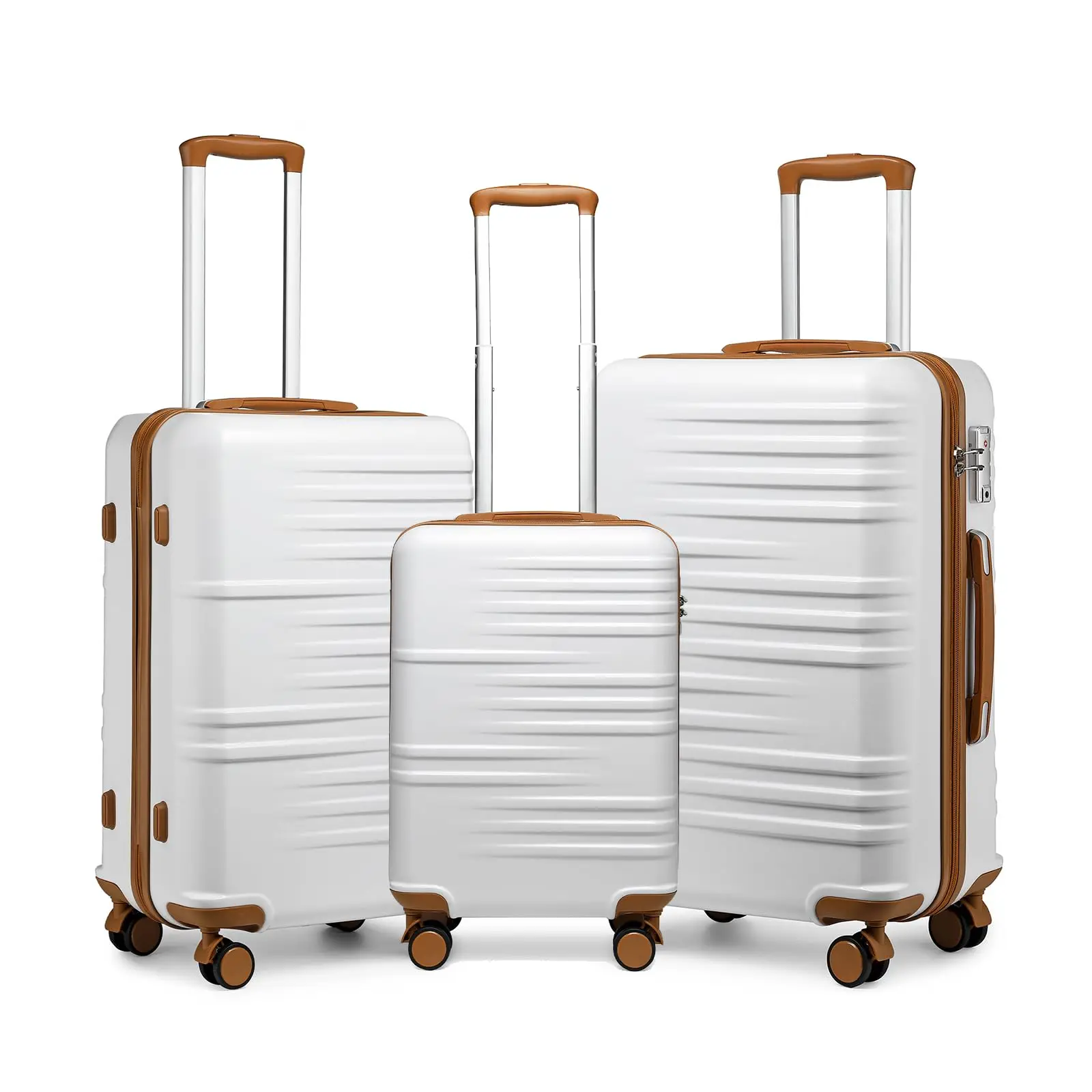 British Traveller Hartschalenkoffer Set, ABS+PC Trolleys, Neu, Weiß – Robuster Koffer mit elegantem Design, Ideal für Reisen