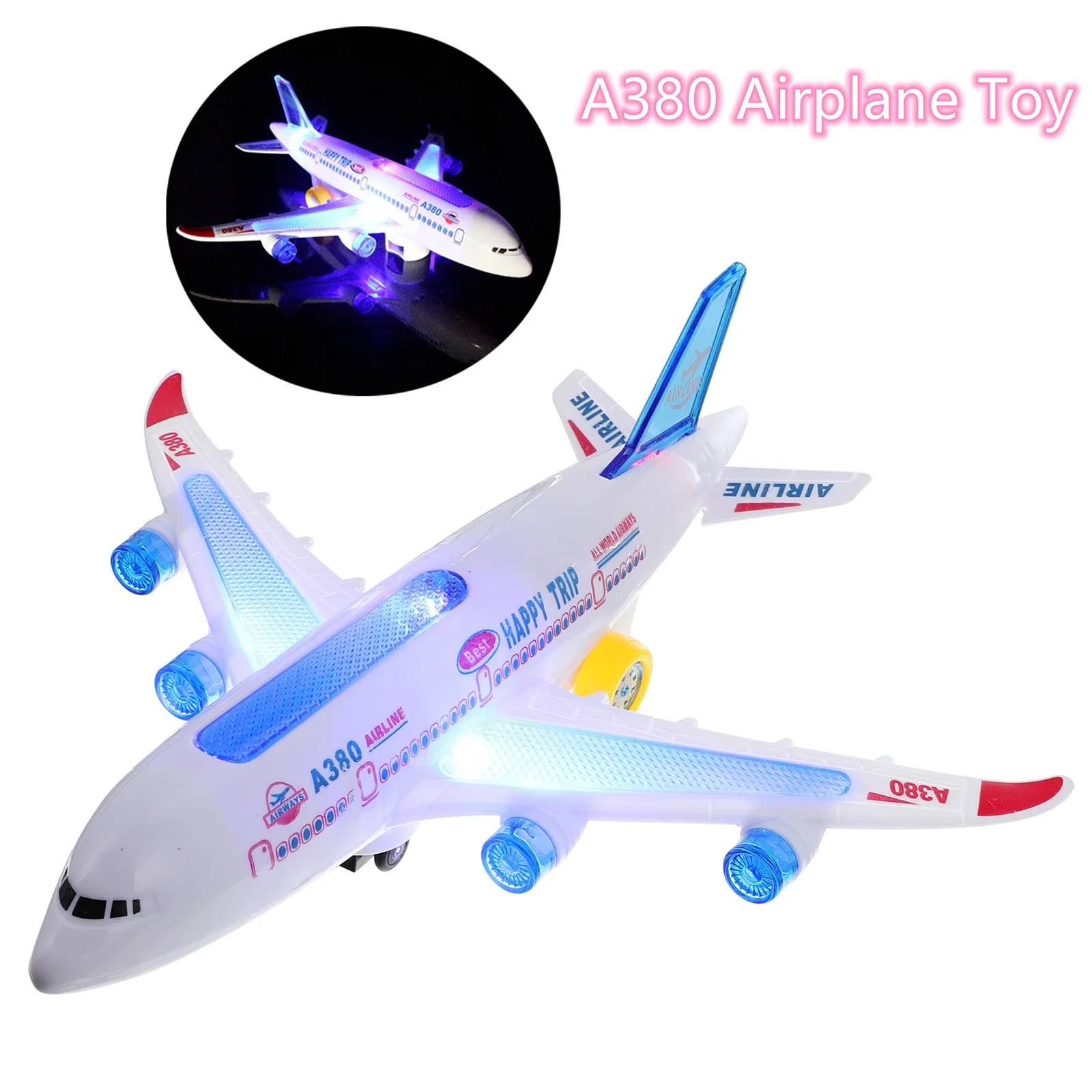 Avión de juguete electrónico con música, piloto automático, sonido Flash, avión de rotación automática, juguete para regalo educativo para niños