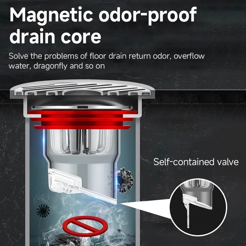 Válvula de drenagem de chão à prova de odor-núcleo de esgoto preventor de fluxo de refluxo plugue de drenagem de chão de chuveiro para cozinha banheiro esgoto