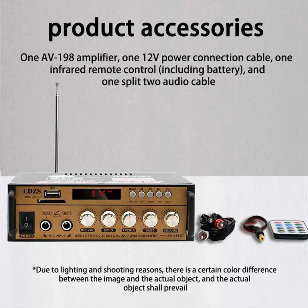 BT-198E Bluetooth-Audioverstärker 35 W × 2/12 V DC/220 V AC-Eingang/USB SD AUX MIC-Eingang/Zweikanal-Leistungsverstärker