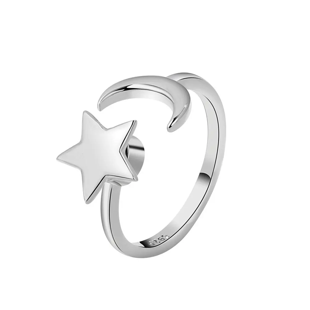 Anti estresse ansiedade anéis para mulheres cetim aço girador girassol sol estrela anel na moda jóias presente dropshipping