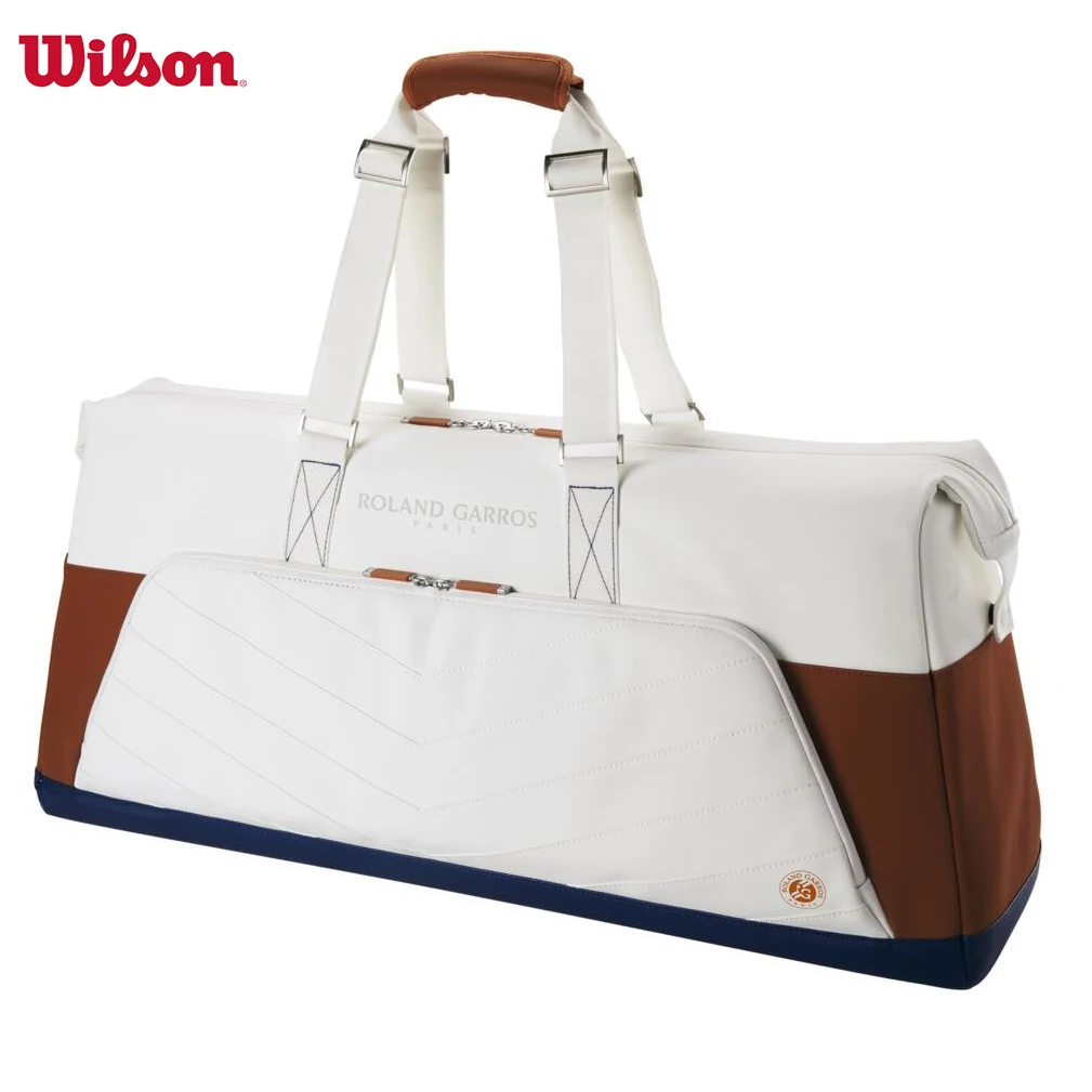 Wilson 2024 Roland Garros Bolsa de raqueta de tenis Super Tour Bolsa de tenis grande Máx para 5 raquetas con bolsillo interior independiente